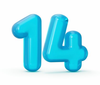 Naklejka Blue jelly digit 14 Fourteen isolated on white background