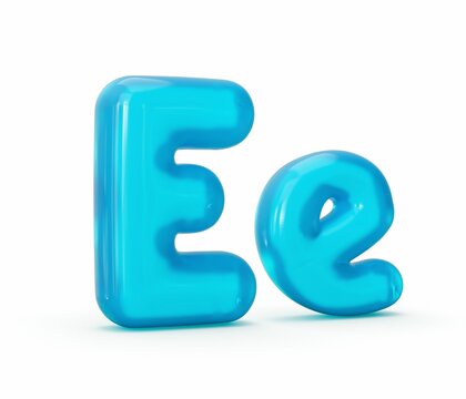 Naklejka Aqua Blue jelly letter E isolated on white background