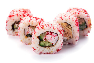 Sushi rolls set isolated on a white background