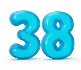 3d illustration of the Blue jelly digit 38 isolated on white background