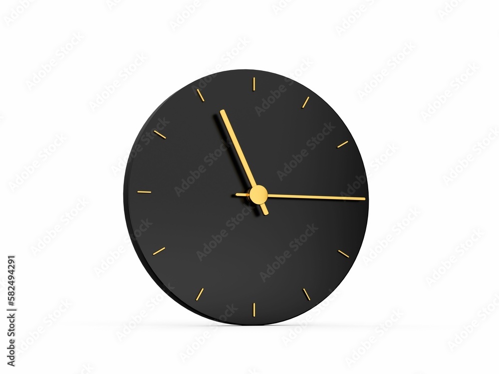 Poster 3d rendered minimal clock showing time 11:30 on a white background