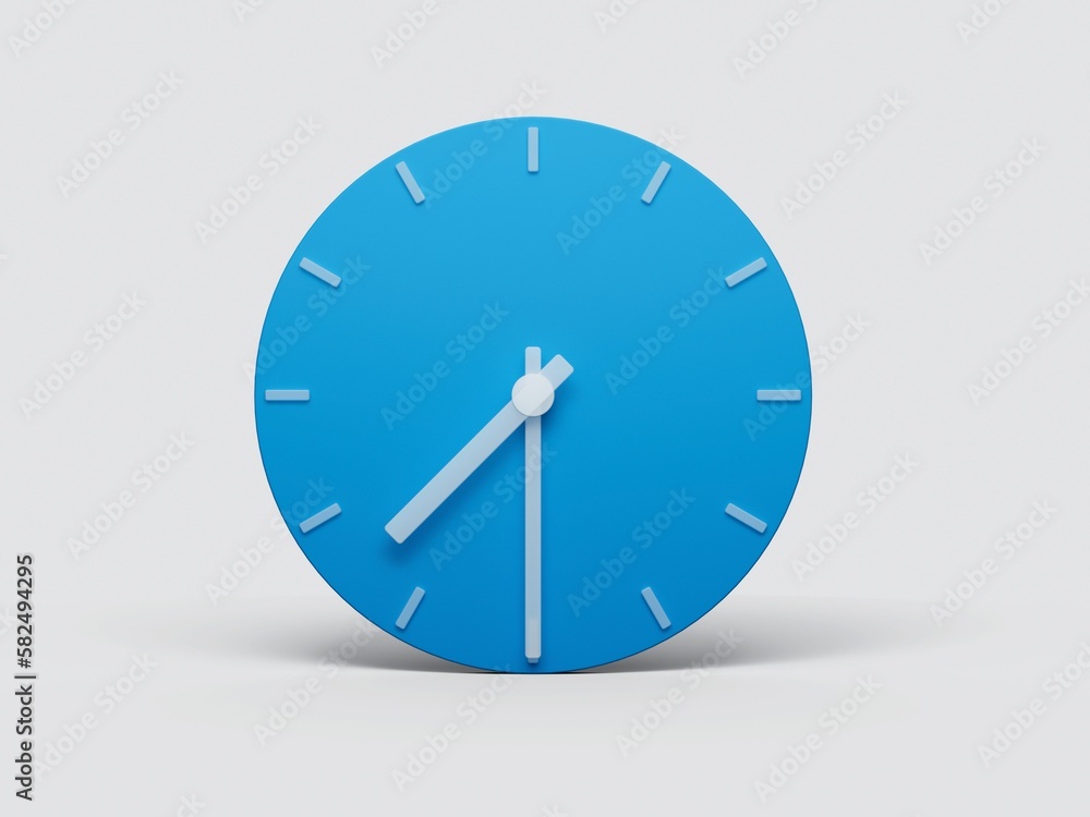 Poster 3d rendered minimal clock showing time 7:30 on a light background