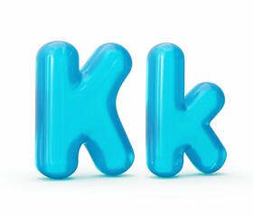 3D rendering of the blue jelly letter K isolated on the empty white background