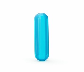 3D rendering of the letter I in aqua blue jelly liquid style