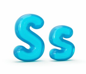 Blue jelly letter s isolated on white background