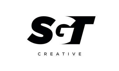 SGT letters negative space logo design. creative typography monogram vector	 - obrazy, fototapety, plakaty