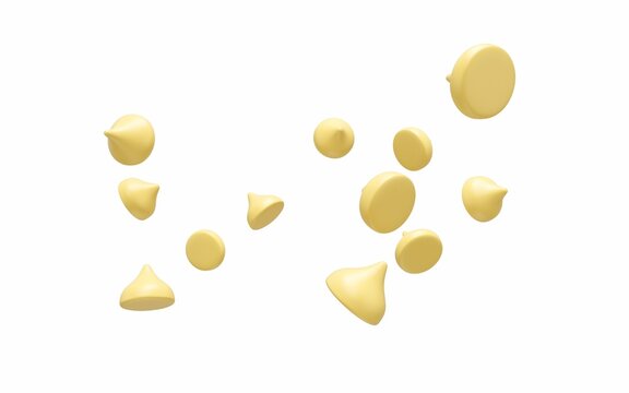 3d illustration of white chocolate chips on white background