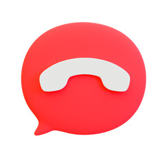 3d minimal decline the phone icon. red ignore phone call icon. 3d illustration.