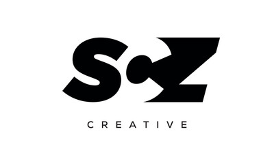 SCZ letters negative space logo design. creative typography monogram vector	
