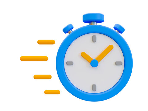 3d minimal time management concept. urgent work. fast service. A stopwatch. 3d illustration.