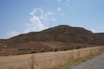 Deserted area landscape with bare hills