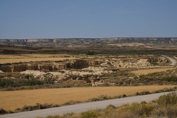 Deserted area landscape with bare hills