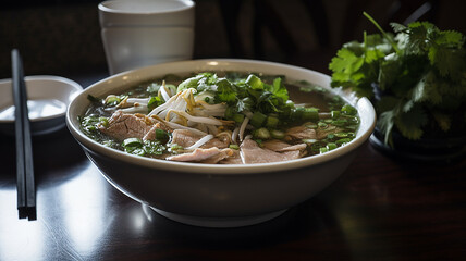 chicken noodle soup close up