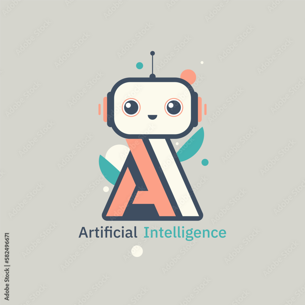 Poster Artificial intelligence and Machine learning concept logo. AI monogram initials letter text alphabet symbol. Neural networks and another modern technologies concept. Technology sci-fi concept. Vector