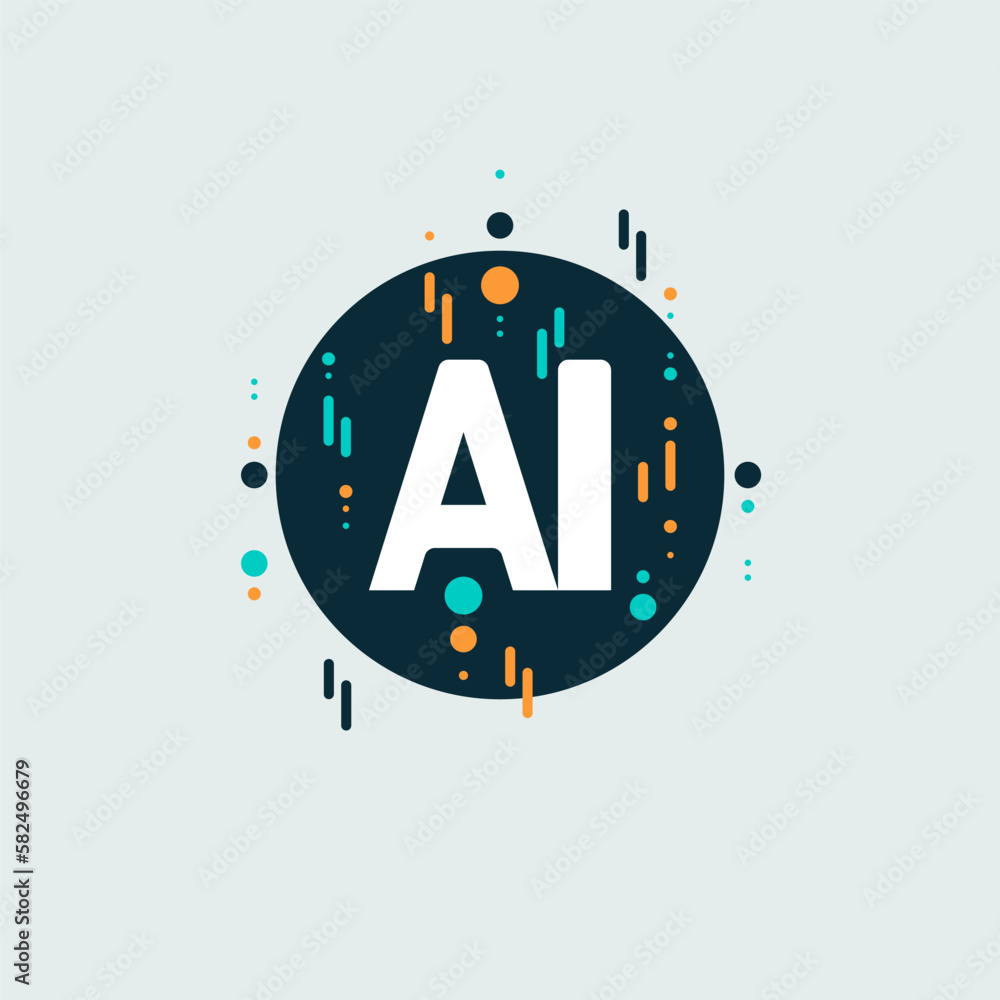 Poster Artificial intelligence and Machine learning concept logo. AI monogram initials letter text alphabet symbol. Neural networks and another modern technologies concept. Technology sci-fi concept. Vector