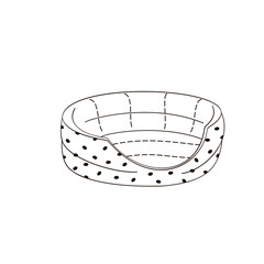 dog couch black and white outline illustration on transparent background
