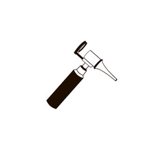 otoscope black and white outline illustration on transparent background
