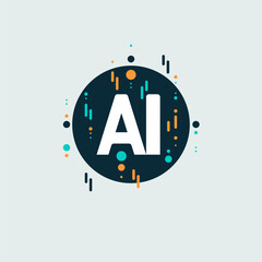 Artificial intelligence and Machine learning concept logo. AI monogram initials letter text alphabet symbol. Neural networks and another modern technologies concept. Technology sci-fi concept. Vector
