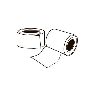 recommend clip art: bandage rolls black and white outline illustration on transparent background
                    