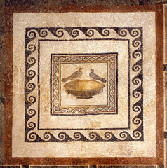 Die trinkenden Tauben von Sosos, Malta, Mdina, Mosaikenboden, Roman Domus (römische Villa)