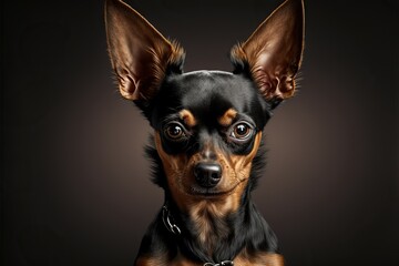 Russian toy terrier dog with caution and suspicion, concept of Fearful and Alert, created with Generative AI technology - obrazy, fototapety, plakaty