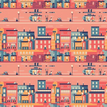 seamless pattern background with city buildings