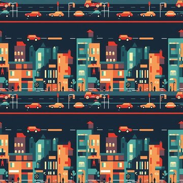 seamless pattern background with city buildings