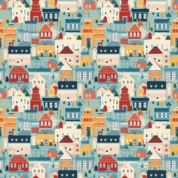seamless pattern background with house buildings