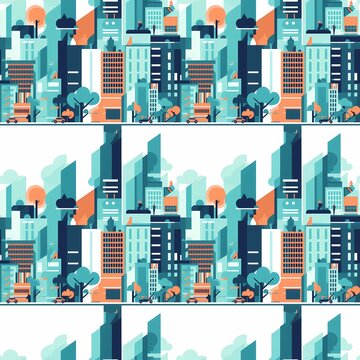 seamless pattern background with city buildings