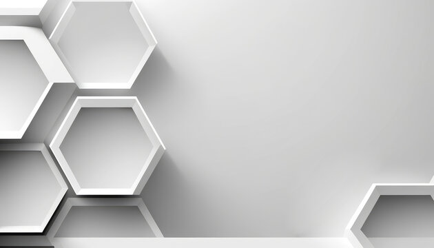 Abstract white background with hexagons, AI generated