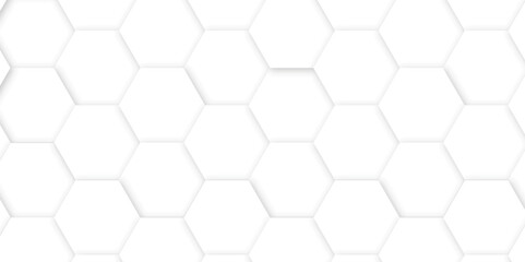 Abstract background with hexagons and geometric pattern in honeycombs design in illustration . Modern and seamless pattern in design with hexagonal molecular structures in technology background	

