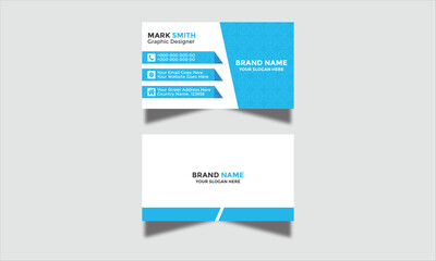Colorful Gradient Business Card Modern Corporate and Creative Business Card Design Template Double-Sided Horizontal Name Card Simple and Clean Blue and White Visiting Card Vector Illustration