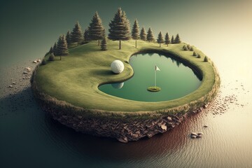 Abstract mini golf course field, AI generated - obrazy, fototapety, plakaty