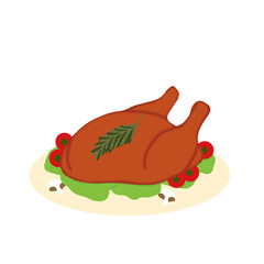 chicken on plate  with vegetables 