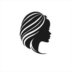 illustration of long hair woman icon style, face woman logo for woman hair salon business design