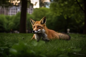 In the city, a fox. Generative AI
