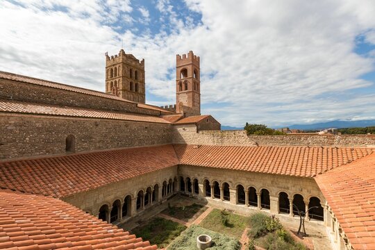 Beautiful view of the Cathedral Sainte Eulalie et Sainte Julie at daytime in Elne, France
