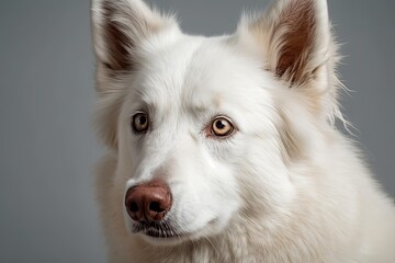 a sweet white canine with a black eye. Generative AI