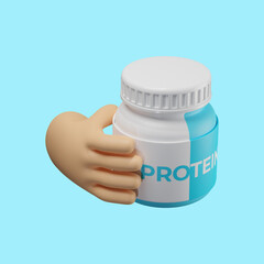 Protein powder container. 3d illustration