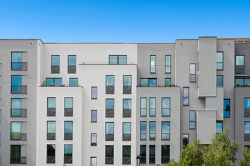Modern apartment building facade, new apartment buildings exterior