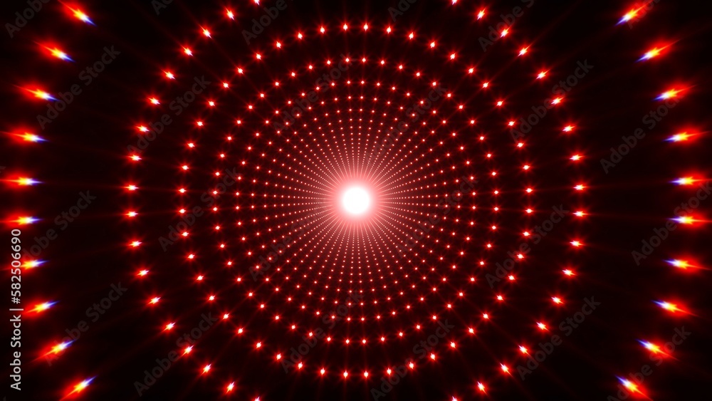 Wall mural flashing radial red dot lights overlay