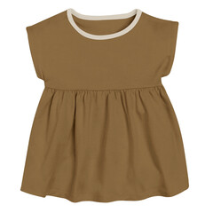 With this Cute Baby Shortsleeve Dress Mockup In Bronze Brown Color, promote your brand logo and design..