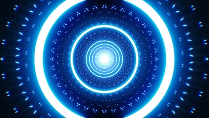 Blue circle and dot lights art background