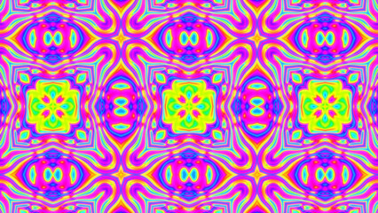 Distorted colorful kaleidoscope pattern tile art background