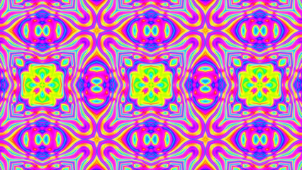 Distorted colorful kaleidoscope pattern tile art background