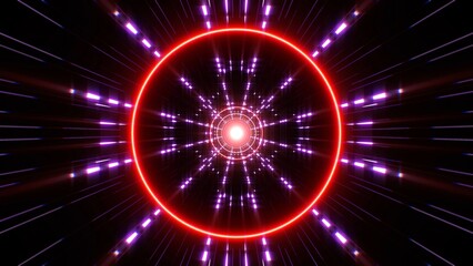 Flashing red circle and purple lights