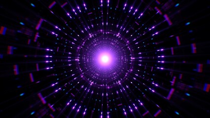 Fototapeta premium Shining purple light mechanic tunnel background
