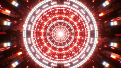Shiny complexed pattern futuristic red light tunnel