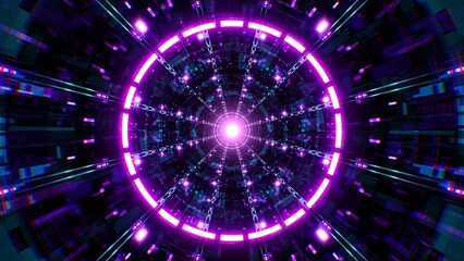 Texture art background of purple light cyber space tunnel