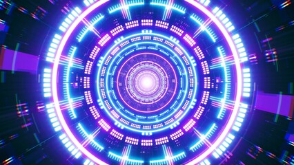 VJ Loop Background of Sci Fi Pattern Lamp Tunnel